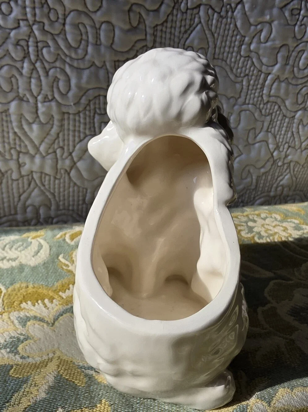 VTG Mid Century Relpo Japan White Poodle Ceramic Planter
